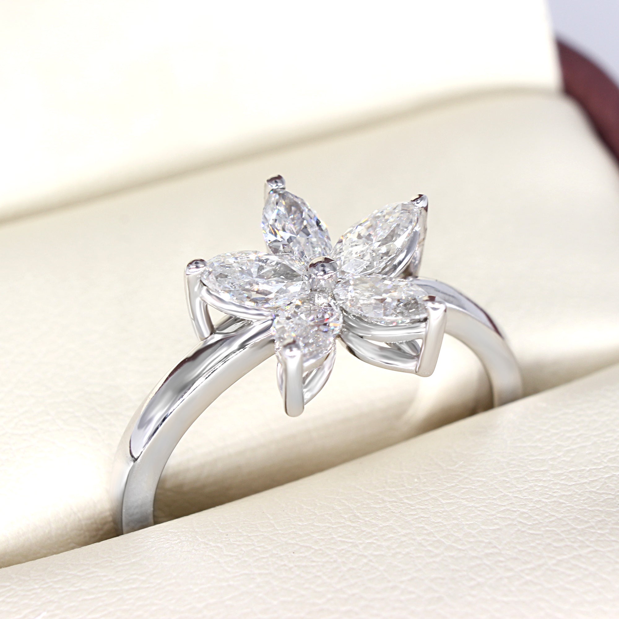 0.75 ct. Marquise Diamond Flower Ring-VIRABYANI